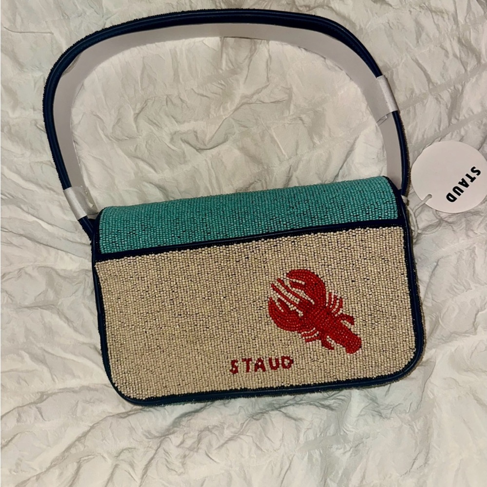 Staud Blue and Green Embroidered Tommy Bag - Picture 3 of 5